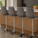 Ver imagem 3 de Banqueta Bar Concha Ajustável em Couro Ecológico Design Moderno Base Cromada Cinza Escuro