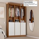 Ver imagem 5 de Guarda-Roupa Casal Andorra 3 Portas 15 Prateleiras Freijó/Branco - Pnr Móveis