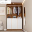 Ver mais imagens de Guarda-Roupa Casal Andorra 3 Portas 15 Prateleiras Freijó/Branco - Pnr Móveis