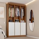Ver imagem 1 de Guarda-Roupa Casal Andorra 3 Portas 15 Prateleiras Freijó/Branco - Pnr Móveis
