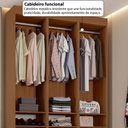 Ver imagem 6 de Guarda-Roupa Casal Andorra 3 Portas 15 Prateleiras Freijó/Branco - Pnr Móveis