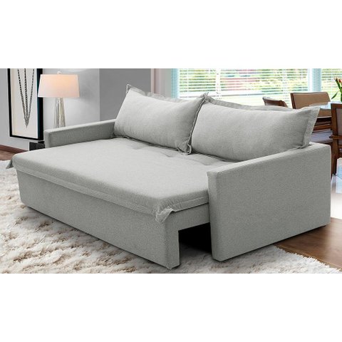 Sofá sem Caixa Retrátil e Reclinável 1,85m com Molas Kiara Linho Adonai Estofados