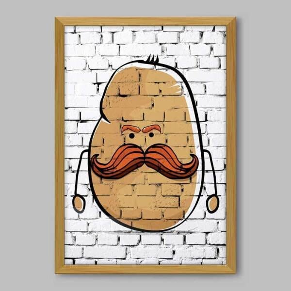 Quadro Cozinha Hipster Potato - 60x40cm - Moldura Padrão Madeira - 1