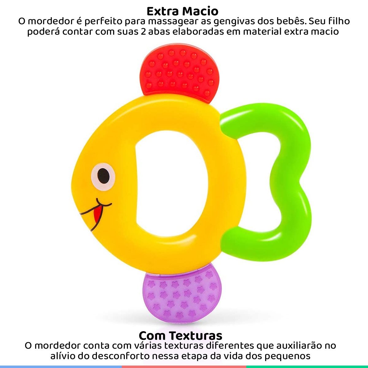 Mordedor Infantil Para Bebê +4 Meses Com Formato Divertido Peixe Lillo ...