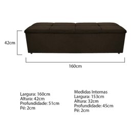 Calçadeira Munique 160cm Queen Size Corano Marrom - 3