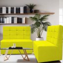 Ver imagem 2 de Canto Alemão Confortável para Apartamento Cozinha e Restaurantes Suede Amarelo