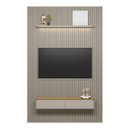 Ver imagem 6 de Painel Ripado Modular 180cm Ozero Prateleira MDP/MDF Nicho Arredondado Gris/Tauari Fosco G77 - Gran