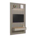 Ver imagem 7 de Painel Ripado Modular 180cm Ozero Prateleira MDP/MDF Nicho Arredondado Gris/Tauari Fosco G77 - Gran