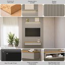 Ver imagem 3 de Painel Ripado Modular 180cm Ozero Prateleira MDP/MDF Nicho Arredondado Gris/Tauari Fosco G77 - Gran
