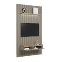 Ver imagem 2 de Painel Ripado Modular 180cm Ozero Prateleira MDP/MDF Nicho Arredondado Gris/Tauari Fosco G77 - Gran