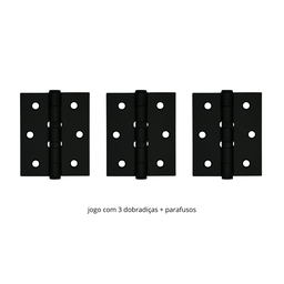 Kit Puxador para Porta 60cm + Dobradiça + Prendedor Porta Preto - 3