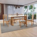 Ver imagem 1 de Conjunto Sala de Jantar Elisa em Madeira Maciça 6 Cadeiras Boucle Cinza