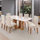 Ver imagem 1 de Conjunto Sala de Jantar 6 Lugares Retangular Tampo de MDF Victoria Bege/Mel/Blonde