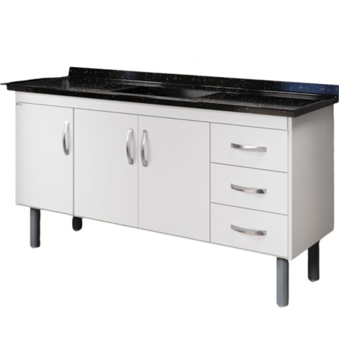 Armário para Cozinha 1,44 Metros Tóquio Branco - 539402 - a.J. Rorato Armario Cozinha 144,2cm Toquio
