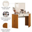 Ver imagem 3 de Penteadeira de Canto com Espelho Led Camarim Glitter 1 Gaveta Madeirado/off White Albatroz Cinamo/