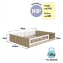 Ver imagem 2 de Cama Montessoriana de Chão Casal Aft009 Linha Affetto Aveiro Oak Branco Completa Móveis