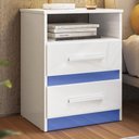 Ver imagem 2 de Mesa de Cabeceira Apolo 2 Gavetas Flex Branco/azul - Moval