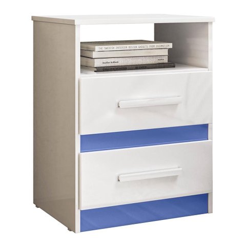 Mesa de Cabeceira Apolo 2 Gavetas Flex Branco/azul - Moval