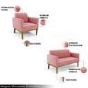 Ver imagem 3 de Conjunto 2 Poltronas e 1 Namoradeira Decorativa Isabella Pés Fixo em Madeira Castanho Suede Rose G19