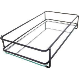 Bandeja Espelhada Fence Black Matte 10X20Cm Retangular