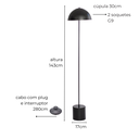 Ver imagem 3 de Luminária de Piso Abajur Chão Komaco K Preto