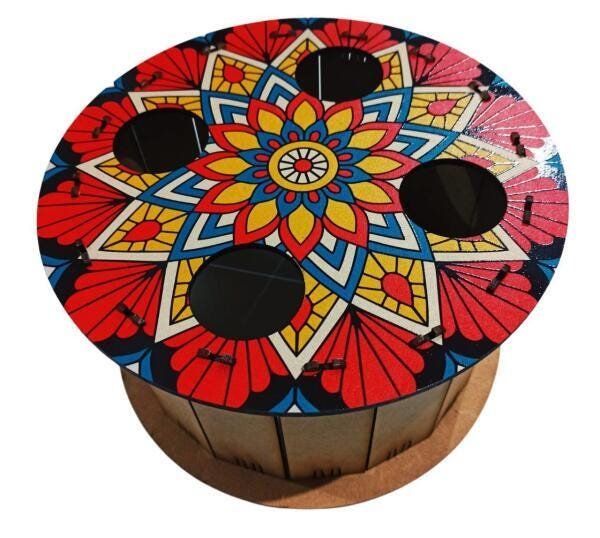 Carretilha De Pipa Em Madeira Mdf 23Cm 9 Polegadas Mandala - 1