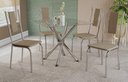Ver imagem 1 de Conjunto Sala de Jantar Mesa com 4 Cadeiras Estofadas Cromado 794 Kappesberg Crome Cromado/capuccino
