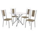 Ver imagem 2 de Conjunto Sala de Jantar Mesa com 4 Cadeiras Estofadas Cromado 794 Kappesberg Crome Cromado/capuccino