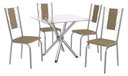 Ver imagem 2 de Conjunto Sala de Jantar Mesa com 4 Cadeiras Estofadas Cromado 794 Kappesberg Crome Cromado/capuccino