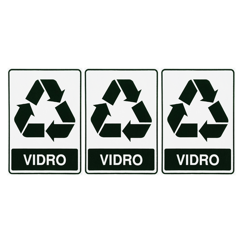 Combo 3 Adesivos De Sinalização Lixo Vidro 15x20 Acesso - S-242 F9e