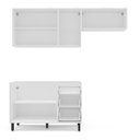 Ver imagem 5 de Cozinha Amara 3 Peças 200x224,5cm Armários Aéreos Balcão 2 Portas Branco/Azul 250075