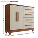 Ver imagem 5 de Cômoda Madri 4 Gavetas 2 Portas MDF Cinamomo Arenas Tudo de Móveis 114cm