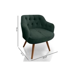 Poltrona Decorativa Luxo Beatriz Veludo Detalhe em Capitonê e Pés em Madeira - Lv:verde - 2