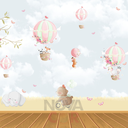 Ver imagem 1 de Papel de Parede Infantil Animais Balão Rosa Ursinho 1m²