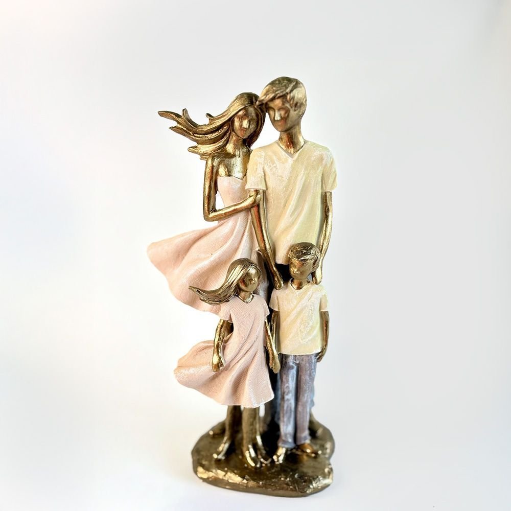 Escultura Família Pais com Casal de Filhos