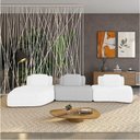 Ver imagem 1 de Sofá 3 Lugares Orgânico com Chaise e 2 Módulos Berlim Bouclê Off K01 - D'Rossi Off White-cinza
