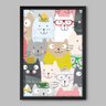Quadro Animal Funny Cat - 60x40cm - Moldura Padrão Preto - 1