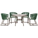 Ver imagem 1 de Mesa com 4 Cadeiras de Jantar Roma 100cm e Noronha em Aluminío Marrom Corda Nautica Estofado 3 Trama