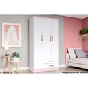 Ver imagem 1 de Guarda Roupa Solteiro 3 Portas e 2 Gavetas Açaí Da133 Branco-rosa