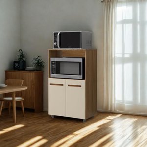 Balcão Forno e Microondas 2 Portas Branco Brilhante Savanna Off White