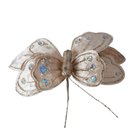 Ver imagem 1 de Flor Artificial Natal Borboleta Veludo Champanhe 13m 13cm