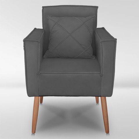 Cadeira Poltrona para Sala Quarto Confortável e Reforçada Minimalista Contemporânea:chumbo