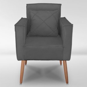 Cadeira Poltrona para Sala Quarto Confortável e Reforçada Minimalista Contemporânea:chumbo