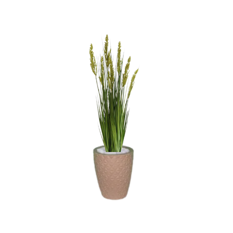 Planta Árvore Artificial Grass com Grão 90 cm Kit + Vaso E. Bege 30 cm