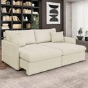 Ver imagem 2 de Sofá Cama Retrátil para Sala de Estar 174cm Una K01 Bouclê Bege - Lyam Decor
