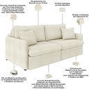 Ver imagem 4 de Sofá Cama Retrátil para Sala de Estar 174cm Una K01 Bouclê Bege - Lyam Decor