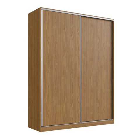 Guarda-Roupa 2 Portas de Correr 3 Gavetas MDF Zira 183cm Marrom Freijó Natura