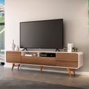Ver imagem 1 de Rack Bancada de Tv 85 Pol 220cm Época Castanho/off - Hb Móveis