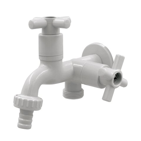 Torneira Tanque/maquina 2 Saídas Abs Branco Slim 1/4 V