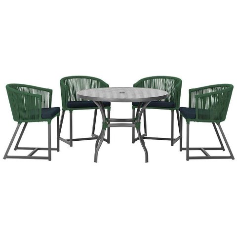 Mesa com 4 Cadeiras e Noronha Estofado 12 Trama Original Verde